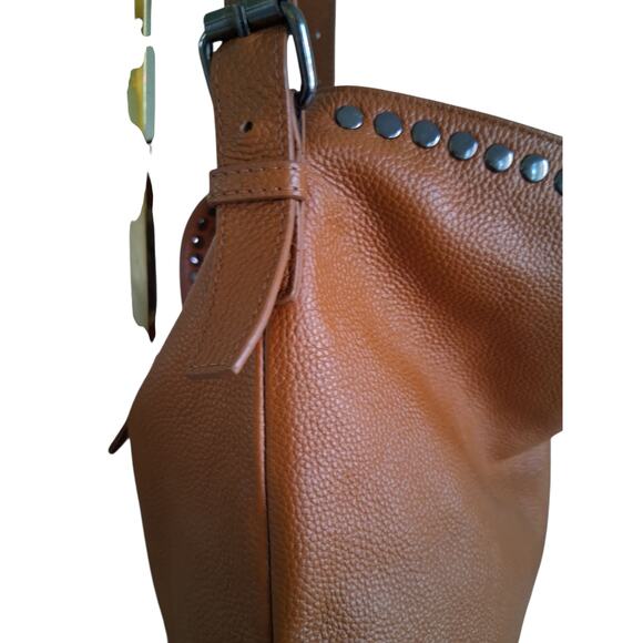 Laggo Womens Large Pebbled Leather Slouchy Studded Boho Hobo Classy Shoulder Bag - Picture 4 of 12